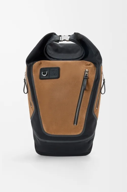 LOEWE Flex roll-top backpack in canvas and suede — manufacturer gallery