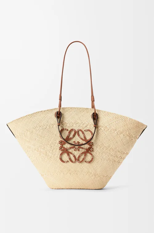 LOEWE Large Anagram basket bag in iraca palm and calfskin — manufacturer gallery