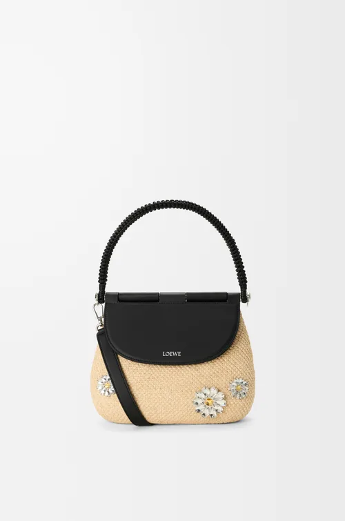 LOEWE Medium Pescador bag in raffia and calfskin — manufacturer gallery