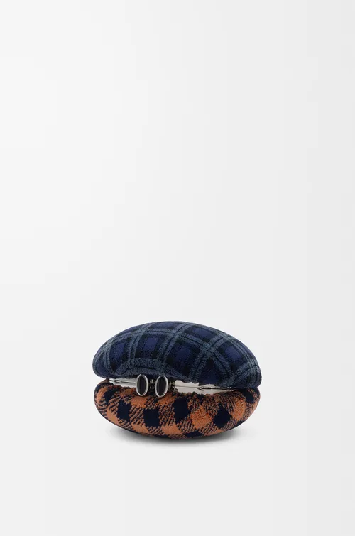 LOEWE Shell minaudiere in check pattern textile and metal — manufacturer gallery