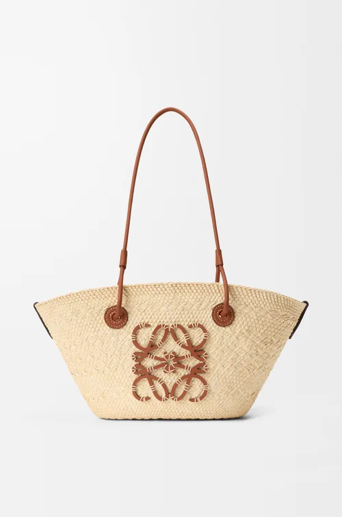 LOEWE Small Anagram basket bag in iraca palm and calfskin — manufacturer gallery