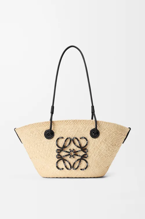 LOEWE Small Anagram basket bag in iraca palm and calfskin — manufacturer gallery