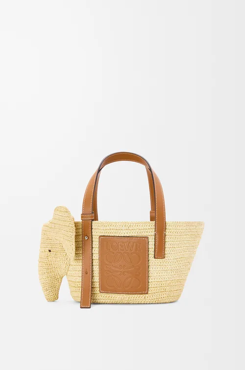 LOEWE Small Elephant basket in raffia and calfskin — manufacturer gallery