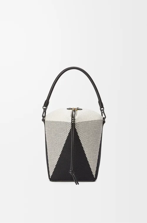 LOEWE Treasure Bako bucket in canvas jacquard and calfskin — manufacturer gallery